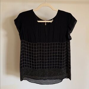 EUC! 🖤 Joie Black Beaded Silk Blouse, Size M
